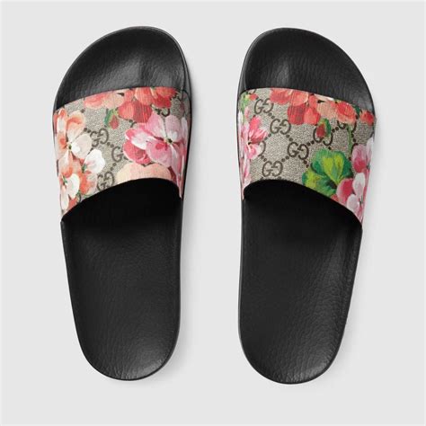 gucci floral slide sandals|Gucci flip flops with flowers.